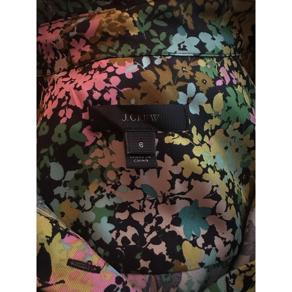 J. Crew Women's 100% Silk Floral Dress 6 Knee Length Pockets Collared Spring - Picture 4 of 4